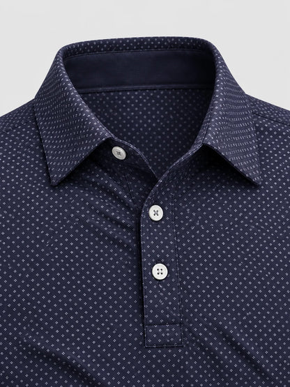 Navy Micro Dot Performance-Golf-Poloshirt