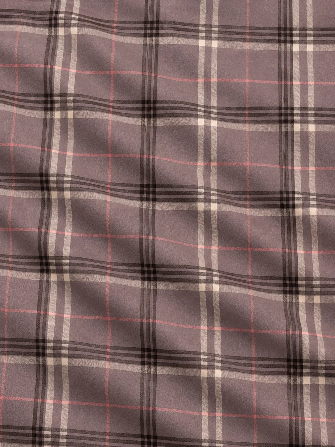 Golf-Pullover in Mauve mit Karomuster und kurzem Reißverschluss