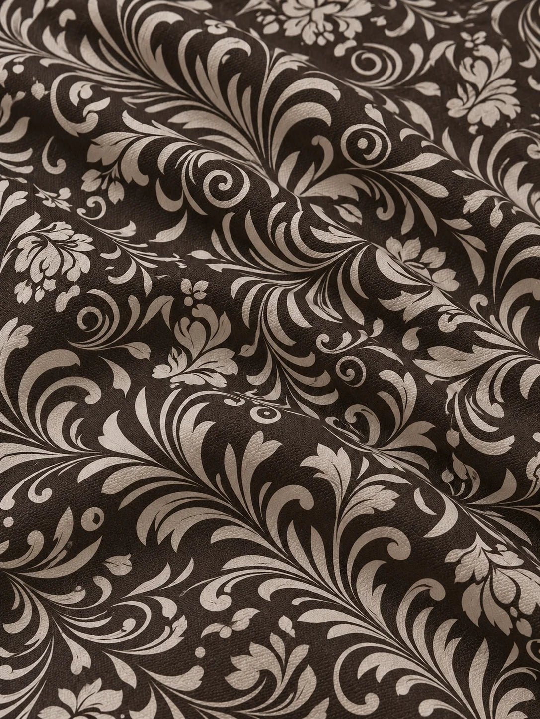 Dunkelbrauner Golfpullover mit floralem Vintage-Print, Funktionsmaterial und Viertelreißverschluss