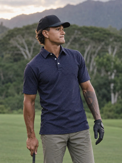 Navy Micro Dot Performance-Golf-Poloshirt