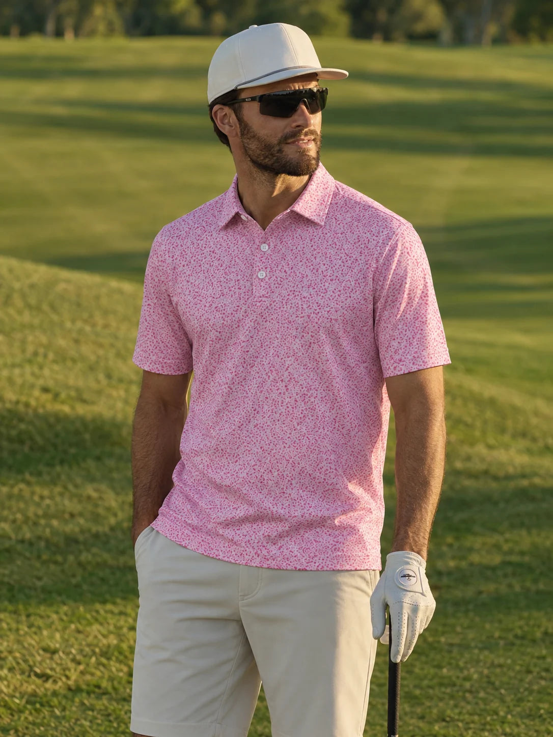 Pink Speckle Performance-Golf-Poloshirt