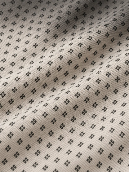 Elfenbeinfarbener Quarter-Zip-Pullover mit Farbverlauf und feinem Mikro-Muster