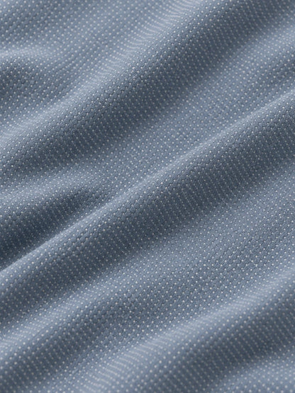 Blauer Golf-Pullover mit kurzem Reißverschluss und Mikro-Punktmuster