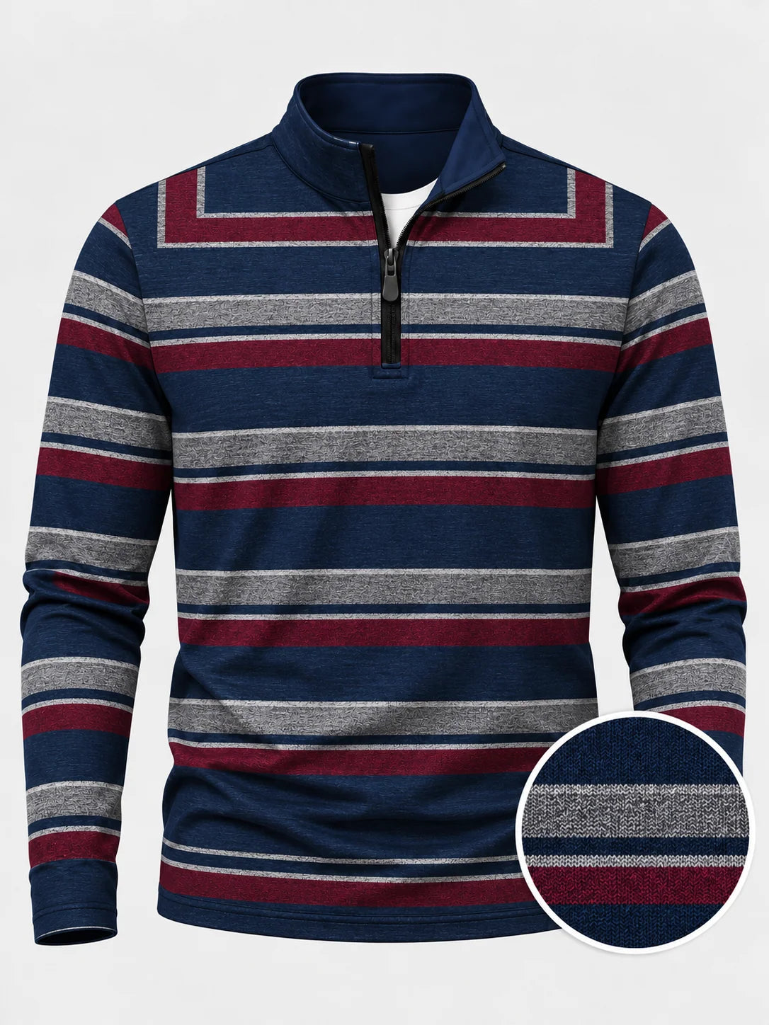 Varsity-Pullover mit Streifen und Performance-Material im Quarter-Zip-Design