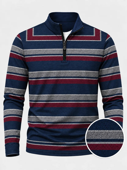 Varsity-Pullover mit Streifen und Performance-Material im Quarter-Zip-Design