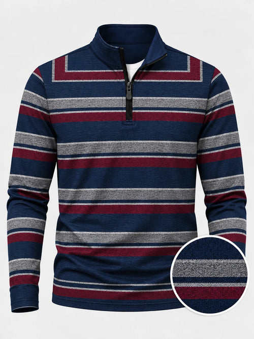 Varsity-Pullover mit Streifen und Performance-Material im Quarter-Zip-Design