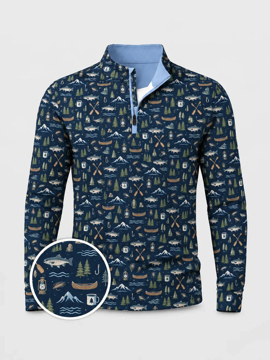 Lake & Pine Angler-Pullover mit kurzem Reißverschluss
