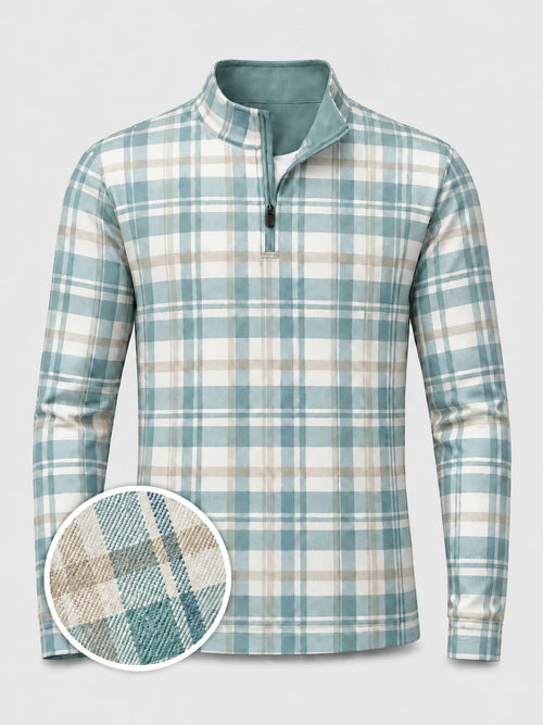 Coastal Plaid Golf Quarter-Zip-Pullover