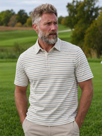 Seaside Pinstripe Performance-Golfpoloshirt