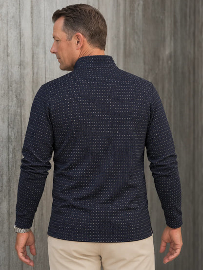 Schwarzer Performance-Pullover mit Viertelreißverschluss und feinem Strichmuster
