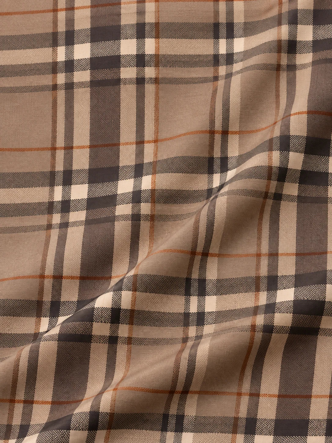 Golf-Pullover in Camel mit Tartan-Karomuster und kurzem Reißverschluss
