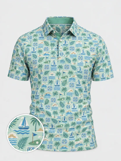 Seaside Tropical Golf-Poloshirt