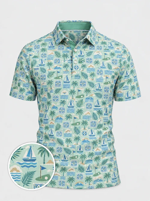Seaside Tropical Golf-Poloshirt
