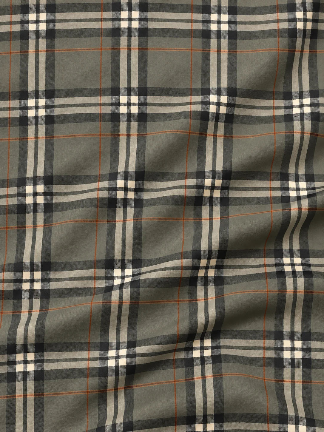 Golf-Pullover in Olivgrün mit Tartan-Karomuster und kurzem Reißverschluss