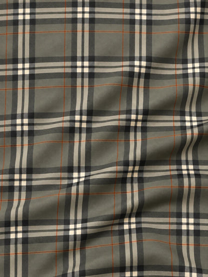 Golf-Pullover in Olivgrün mit Tartan-Karomuster und kurzem Reißverschluss
