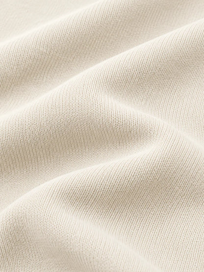 Golf-Pullover aus Funktionsmaterial in Elfenbeincreme mit einfarbigem Design und Viertelreißverschluss