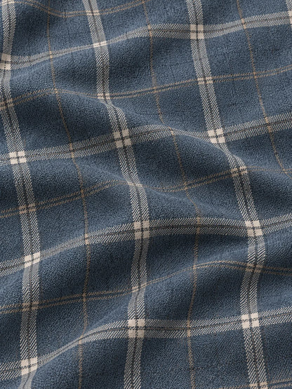 Golf-Pullover mit Viertelreißverschluss und Karomuster in Schieferblau