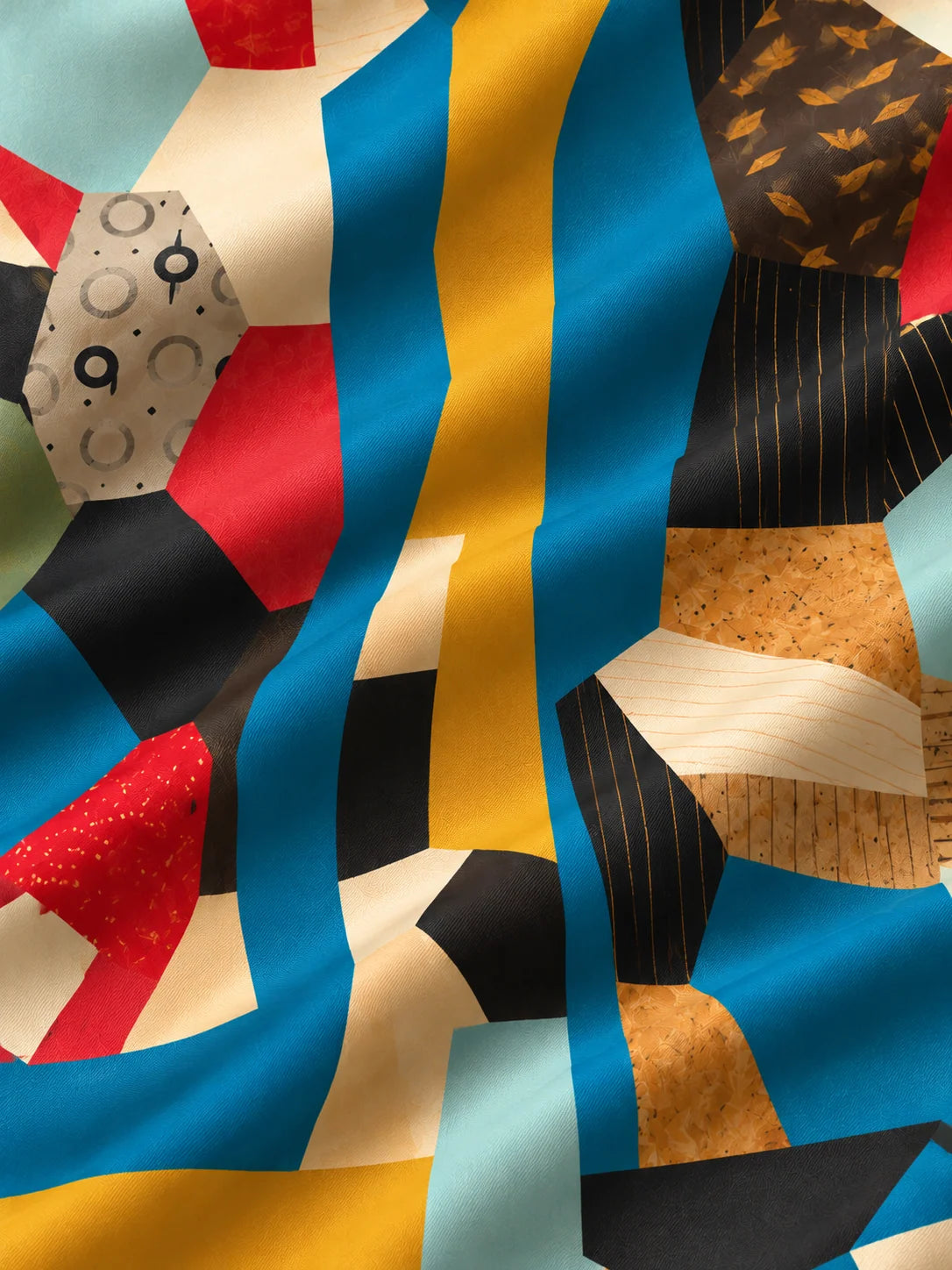 Sportpullover mit mehrfarbigem Patchwork-Print und kurzem Reißverschluss