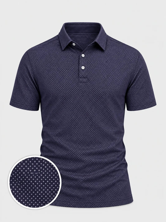 Navy Micro Dot Performance-Golf-Poloshirt