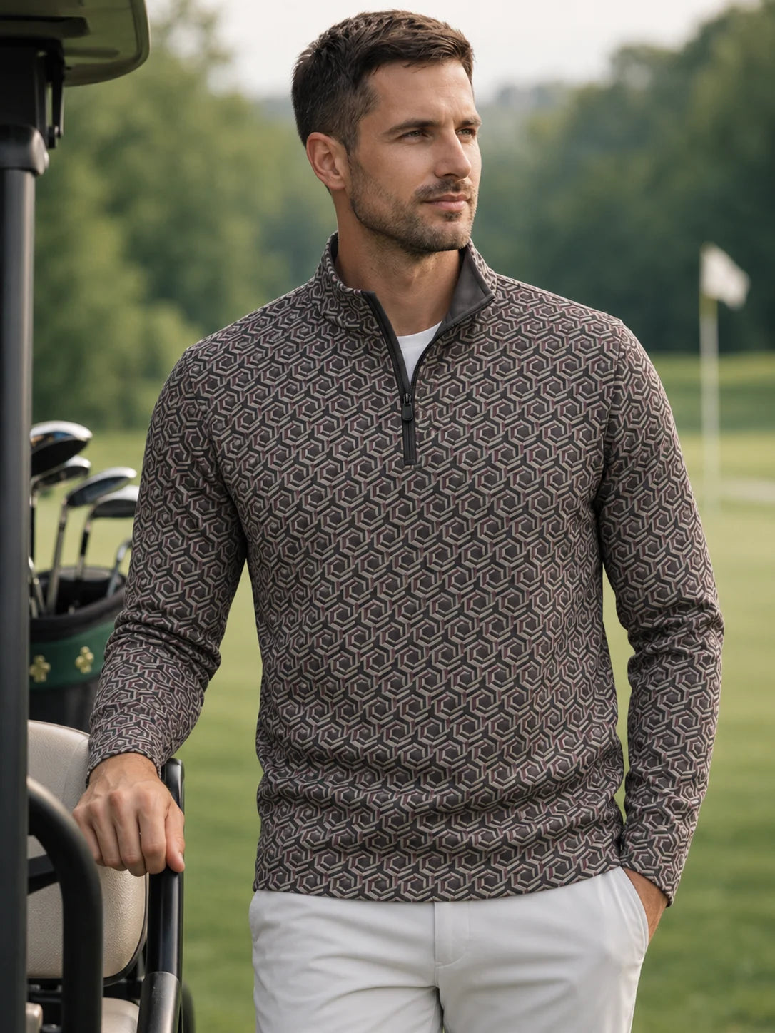 Modern Geo Performance Golf Quarter-Zip Pullover